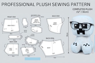 create a custom plush sewing pattern for plush toy production