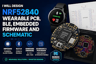 design nrf52840 wearable pcb, ble, embedded firmware and schematic