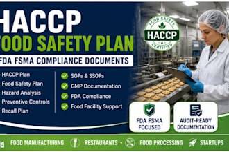 write a haccp food safety plan and fda fsma compliance documents