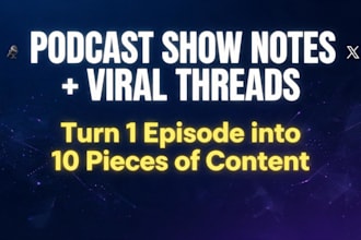 write SEO podcast show notes and viral twitter threads