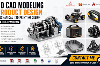 do 3d cad modelling product design mechanical 3d printing design in solidwork