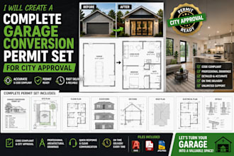 create a complete garage conversion permit set for city approval
