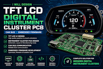 design tft lcd digital instrument cluster pcb, can bus, embedded firmware