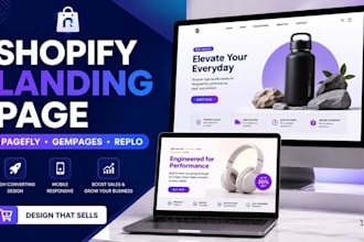 design shopify landing page, product page, by replo, pagefly or gampages