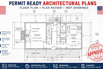 do floor plan, draw review permit ready architectural plans, mep drawings