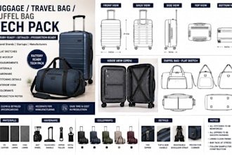 create luggage tech pack for travel bag duffel bag and carry on bag design