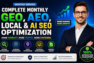 do complete monthly website on page GEO, aeo, local and ai SEO optimization