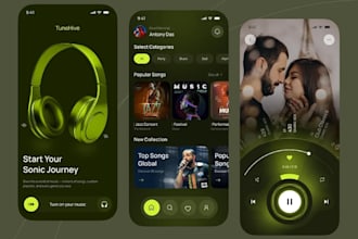 develop music streaming app, ai music player, UI UX with panel