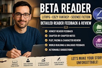beta read litrpg cozy fantasy science fiction novel with detailed feedback