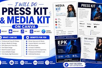 design press kit media kit epk one sheet for artist influencers authors on canva