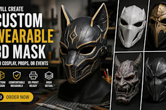 create a custom wearable 3d mask for cosplay, props, or events