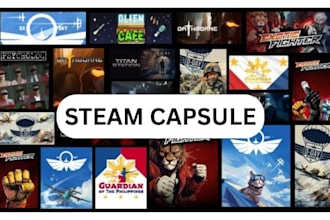 do steam capsule, steam capsule art, cartoony game art, logo, steam artwork