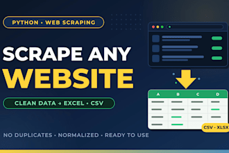 do python web scraping, google map scraping and data scraping to excel