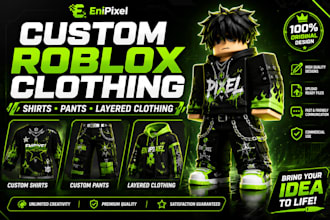 design custom roblox clothing, shirts, pants and layered clothing