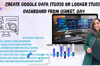 create google data studio or looker studio dashboard from gsheet, ga4