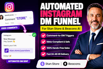 setup automated instagram dm funnel for stan store or beacons ai