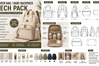 create diaper bag tech pack for baby backpack and mommy bag manufacturing