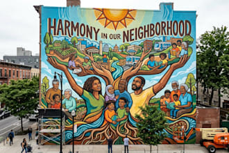 create a custom large format mural illustration