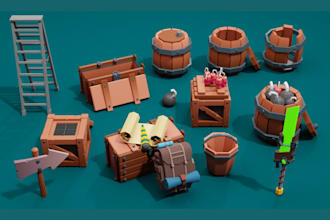 create custom low poly game props and assets for unity unreal