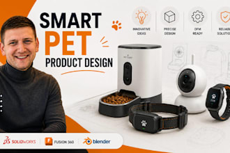 smart pet feeder, gps pet collar, pet camera housing, pet wearable device cad