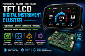 design tft lcd digital instrument cluster pcb, can bus, embedded firmware