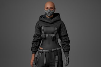 create 3d metahuman clothing, hair, accessories and rigging for unreal engine