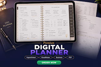 design hyperlinked planner digital planner for ceos, executives, project manager