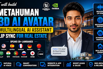 build metahuman 3d ai avatar multilingual  ai assistant lip sync for real estate