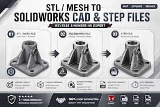 convert stl mesh to solidworks cad and step files