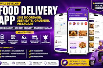 develop food delivery app like doordash, uber eats, grubhub and instacart
