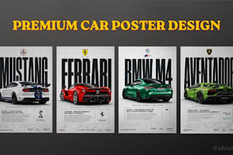 design premium car showroom posters, automotive ads, and social media designs
