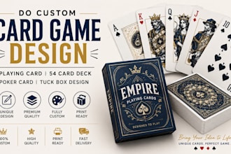 do custom card game design  playing card 54 poker card deck card tuck box design
