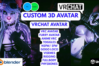 design a custom vrchat avatar vroid vrm vrc avatar furry anime nsfw 3d model