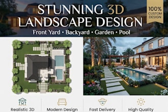 design garden front and backyard garden 3d visualization landscape design