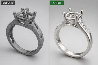 jewelry cad repair, mesh repair, stl scan cleanup cad conversion for 3d printing