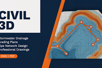design civil 3d stormwater drainage, grading plans and pipe network