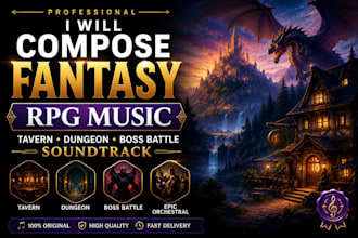 compose custom fantasy rpg music for tavern, dungeon, and boss battle