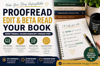 proofread, edit, beta read, review manuscript