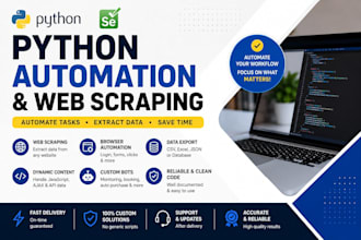 do python automation bot, web scraping, web automation bot and chrome extensions