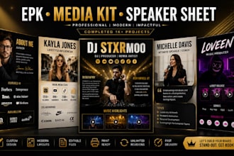 design clickable artist epk, music press kit, dj press kit and speaker media kit