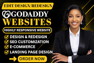 design or redesign godaddy website godaddy airo web com and optimize ionos SEO