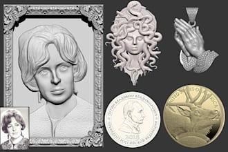 sculpt 3d bas relief 3d coin portrait 2d image to printable stl cnc 3d printing