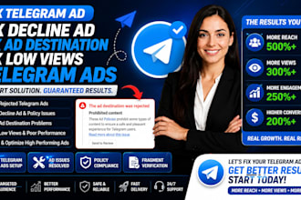 fix telegram ad, fix decline ad, fix ad destination, fix low views telegram ads