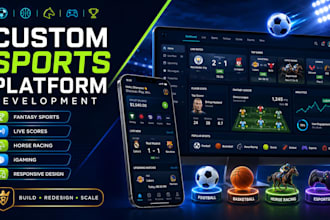build all fantasy sport website, igame app, livescores, horse sports website