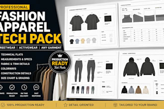 create fashion apparel teck pack for cloth streetwear, activewear manufacturers