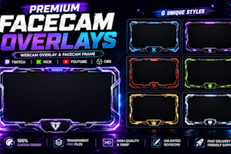 design a premium webcam overlay and facecam frame for twitch obs and kick