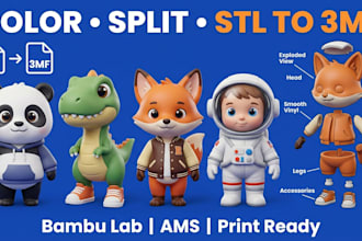 convert 2d to 3d stl to 3mf split and paint multicolor models for bambu lab