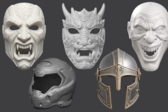 sculpt 3d cosplay mask helmet 3d armor wearable mask props stl for 3d printing