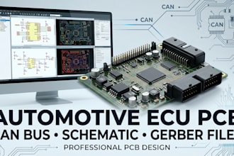 design automotive ecu pcb, can bus, schematic and gerber files