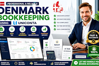 manage denmark bookkeeping moms vat skat a tax am bidrag using uniconta